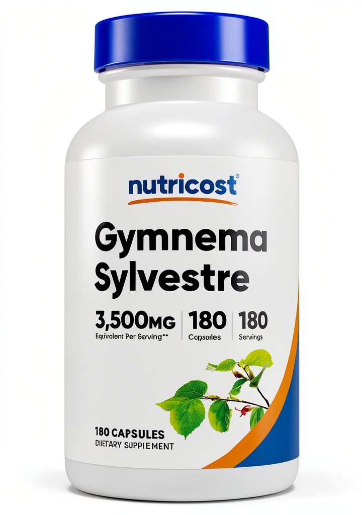 Gymnema Sylvestre supplement bottle with vegetarian capsules
