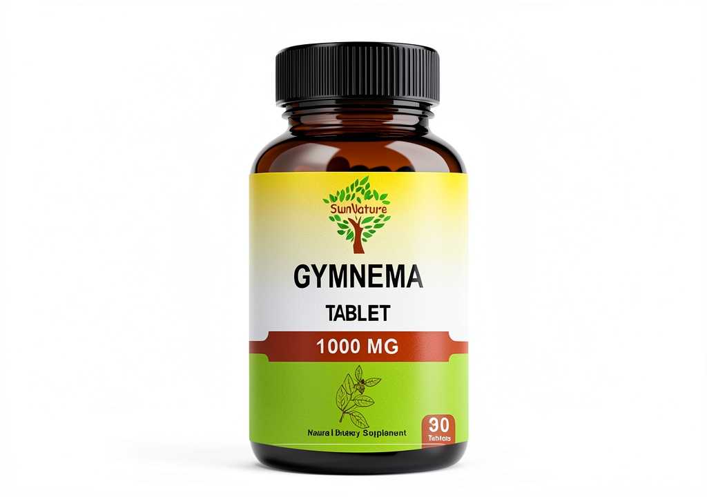 SunNature Gymnema Tablets bottle display on a natural background