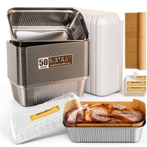 Gyreuni Aluminum Loaf Pans with Lids Oven Safe Disposable-0